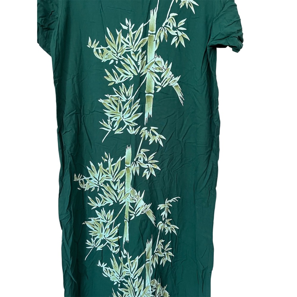 Sunset Rose Hawaiian Asian Muumuu Dress Bamboo XS - Picture 2 of 5